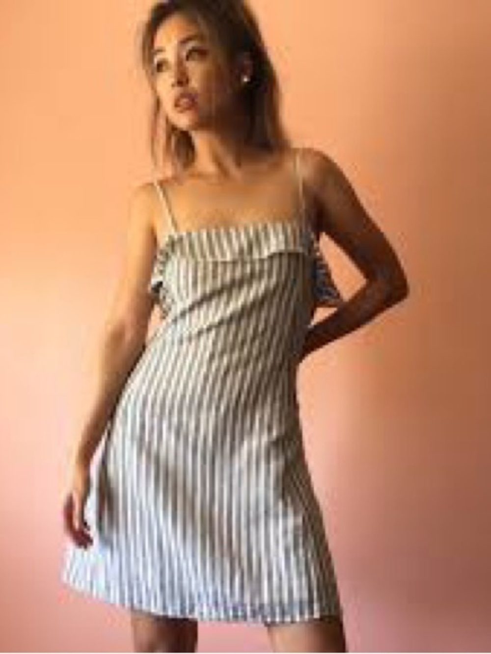 Privacy Please Striped Linen Ruffle Mini Dress Size Small